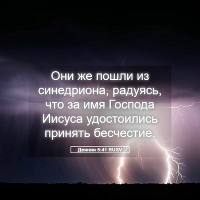 Picture 05 - Деяния 5:41 RUSV - Они же пошли из синедриона, - Bible Verse Picture