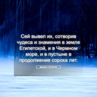 Picture 05 - Деяния 7:36 RUSV - Сей вывел их, сотворив - Bible Verse Picture