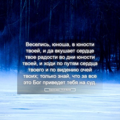 Picture 05 - Екклесиаст 11:9 RUSV - Веселись, юноша, в юности - Bible Verse Picture