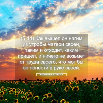 Picture 05 - Екклесиаст 5:15 RUSV - (5-14) Как вышел он нагим из - Bible Verse Picture