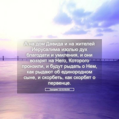 Picture 05 - Захария 12:10 RUSV - А на дом Давида и на - Bible Verse Picture
