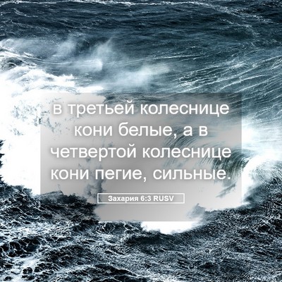 Picture 05 - Захария 6:3 RUSV - в третьей колеснице кони - Bible Verse Picture