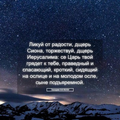Picture 05 - Захария 9:9 RUSV - Ликуй от радости, дщерь - Bible Verse Picture