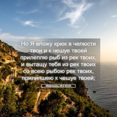 Picture 05 - Иезекииль 29:4 RUSV - Но Я вложу крюк в челюсти - Bible Verse Picture