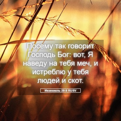 Picture 05 - Иезекииль 29:8 RUSV - Посему так говорит Господь - Bible Verse Picture