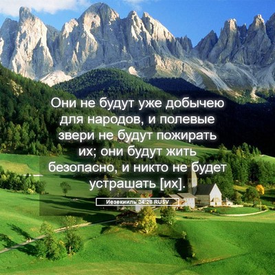 Picture 05 - Иезекииль 34:28 RUSV - Они не будут уже добычею - Bible Verse Picture
