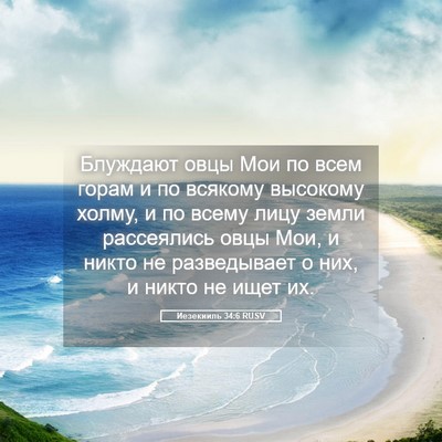 Picture 05 - Иезекииль 34:6 RUSV - Блуждают овцы Мои по всем - Bible Verse Picture