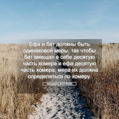 Picture 05 - Иезекииль 45:11 RUSV - Ефа и бат должны быть - Bible Verse Picture