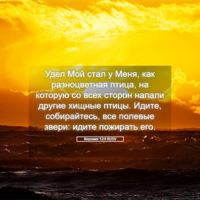 Picture 05 - Иеремия 12:9 RUSV - Удел Мой стал у Меня, как - Bible Verse Picture