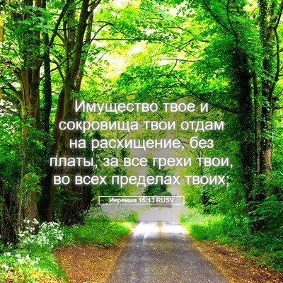 Picture 05 - Иеремия 15:13 RUSV - Имущество твое и сокровища - Bible Verse Picture