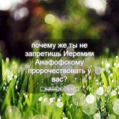 Picture 05 - Иеремия 29:27 RUSV - почему же ты не запретишь - Bible Verse Picture
