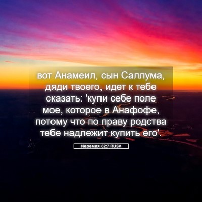 Picture 05 - Иеремия 32:7 RUSV - вот Анамеил, сын Саллума, - Bible Verse Picture