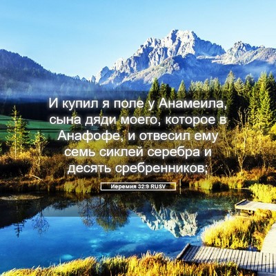 Picture 05 - Иеремия 32:9 RUSV - И купил я поле у Анамеила, - Bible Verse Picture