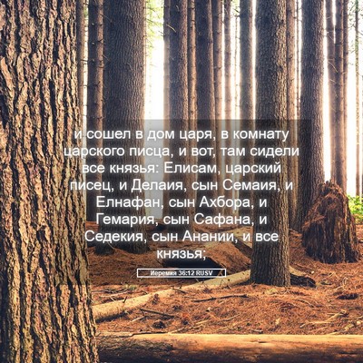 Picture 05 - Иеремия 36:12 RUSV - и сошел в дом царя, в - Bible Verse Picture