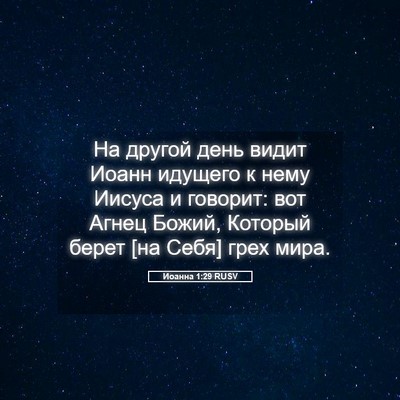 Picture 05 - Иоанна 1:29 RUSV - На другой день видит Иоанн - Bible Verse Picture