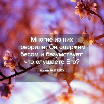 Picture 05 - Иоанна 10:20 RUSV - Многие из них говорили: Он - Bible Verse Picture