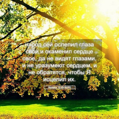 Picture 05 - Иоанна 12:40 RUSV - народ сей ослепил глаза - Bible Verse Picture