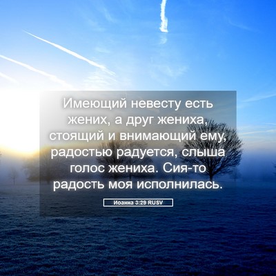 Picture 05 - Иоанна 3:29 RUSV - Имеющий невесту есть - Bible Verse Picture