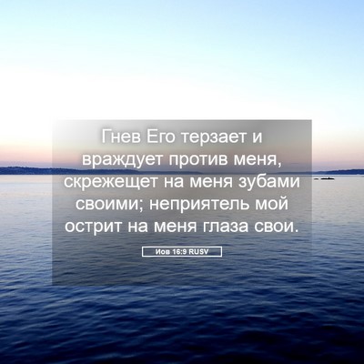 Picture 05 - Иов 16:9 RUSV - Гнев Его терзает и - Bible Verse Picture
