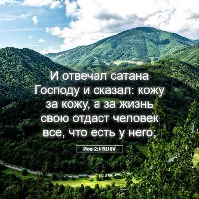 Picture 05 - Иов 2:4 RUSV - И отвечал сатана Господу и - Bible Verse Picture