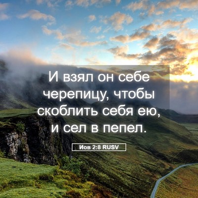 Picture 05 - Иов 2:8 RUSV - И взял он себе черепицу, - Bible Verse Picture