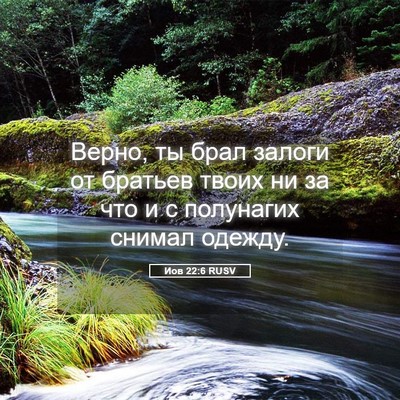 Picture 05 - Иов 22:6 RUSV - Верно, ты брал залоги от - Bible Verse Picture