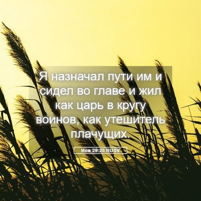 Picture 05 - Иов 29:25 RUSV - Я назначал пути им и сидел - Bible Verse Picture