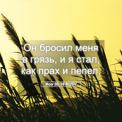 Picture 05 - Иов 30:19 RUSV - Он бросил меня в грязь, и я - Bible Verse Picture