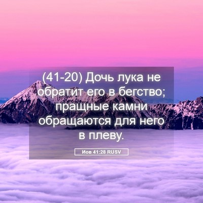 Picture 05 - Иов 41:28 RUSV - (41-20) Дочь лука не обратит - Bible Verse Picture