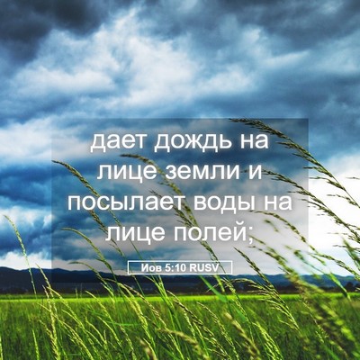 Picture 05 - Иов 5:10 RUSV - дает дождь на лице земли и - Bible Verse Picture