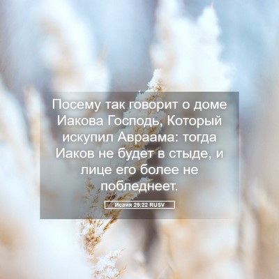 Picture 05 - Исаия 29:22 RUSV - Посему так говорит о доме - Bible Verse Picture
