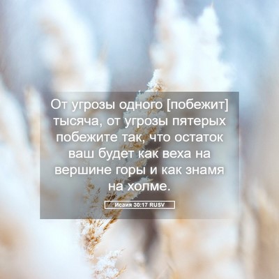 Picture 05 - Исаия 30:17 RUSV - От угрозы одного [побежит] - Bible Verse Picture