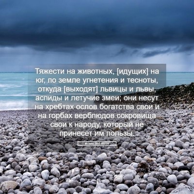 Picture 05 - Исаия 30:6 RUSV - Тяжести на животных, - Bible Verse Picture