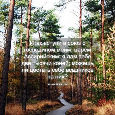 Picture 05 - Исаия 36:8 RUSV - Итак вступи в союз с - Bible Verse Picture