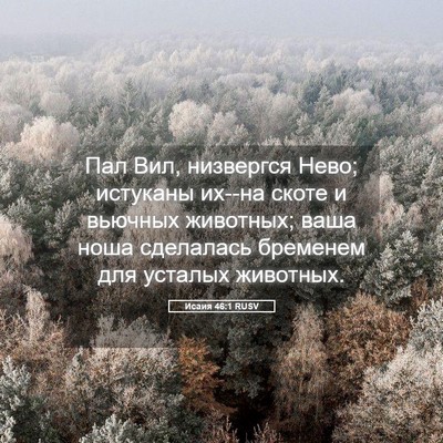 Picture 05 - Исаия 46:1 RUSV - Пал Вил, низвергся Нево; - Bible Verse Picture