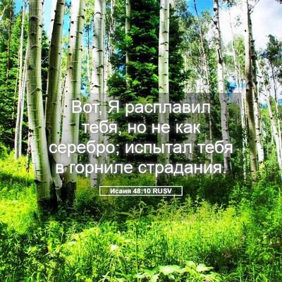 Picture 05 - Исаия 48:10 RUSV - Вот, Я расплавил тебя, но не - Bible Verse Picture