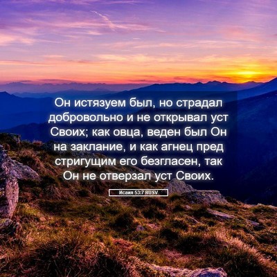 Picture 05 - Исаия 53:7 RUSV - Он истязуем был, но страдал - Bible Verse Picture