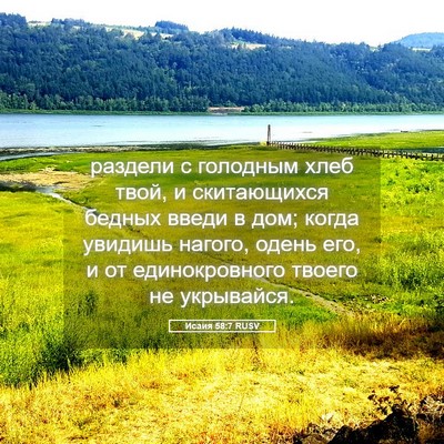 Picture 05 - Исаия 58:7 RUSV - раздели с голодным хлеб - Bible Verse Picture