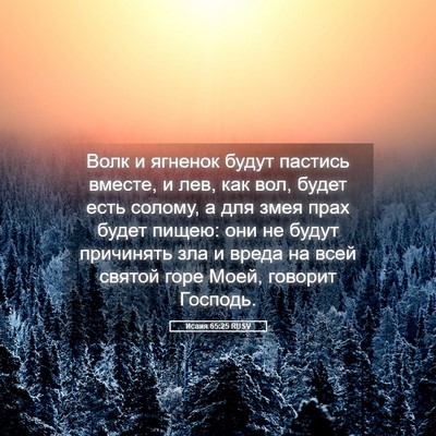Picture 05 - Исаия 65:25 RUSV - Волк и ягненок будут - Bible Verse Picture