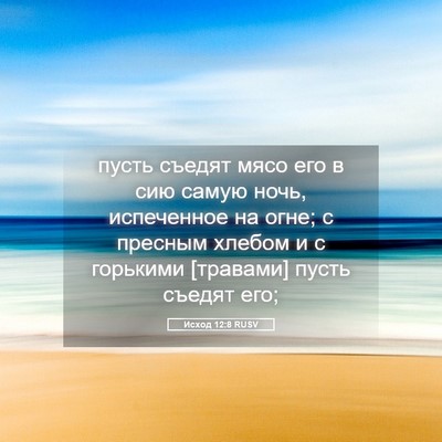 Picture 05 - Исход 12:8 RUSV - пусть съедят мясо его в сию - Bible Verse Picture