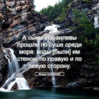 Picture 05 - Исход 14:29 RUSV - А сыны Израилевы прошли по - Bible Verse Picture