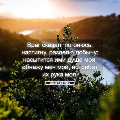 Picture 05 - Исход 15:9 RUSV - Враг сказал: погонюсь, - Bible Verse Picture