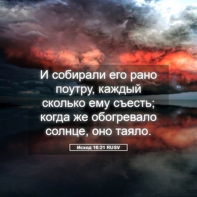 Picture 05 - Исход 16:21 RUSV - И собирали его рано поутру, - Bible Verse Picture