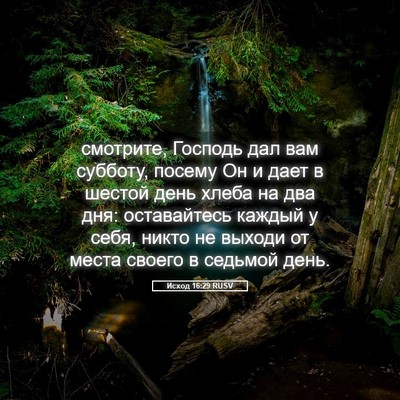 Picture 05 - Исход 16:29 RUSV - смотрите, Господь дал вам - Bible Verse Picture