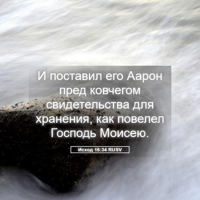 Picture 05 - Исход 16:34 RUSV - И поставил его Аарон пред - Bible Verse Picture