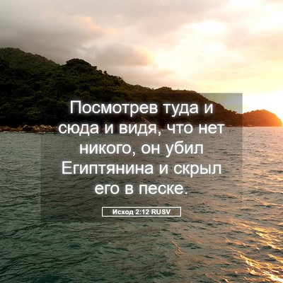 Picture 05 - Исход 2:12 RUSV - Посмотрев туда и сюда и - Bible Verse Picture