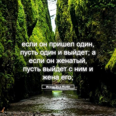 Picture 05 - Исход 21:3 RUSV - если он пришел один, пусть - Bible Verse Picture