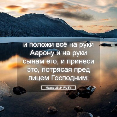 Picture 05 - Исход 29:24 RUSV - и положи всё на руки Аарону - Bible Verse Picture