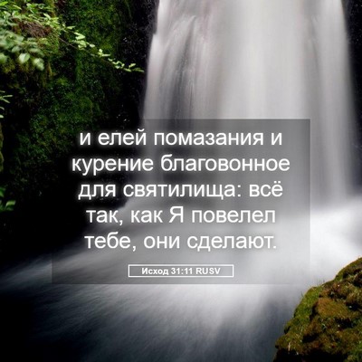 Picture 05 - Исход 31:11 RUSV - и елей помазания и курение - Bible Verse Picture