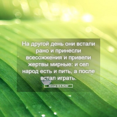 Picture 05 - Исход 32:6 RUSV - На другой день они встали - Bible Verse Picture